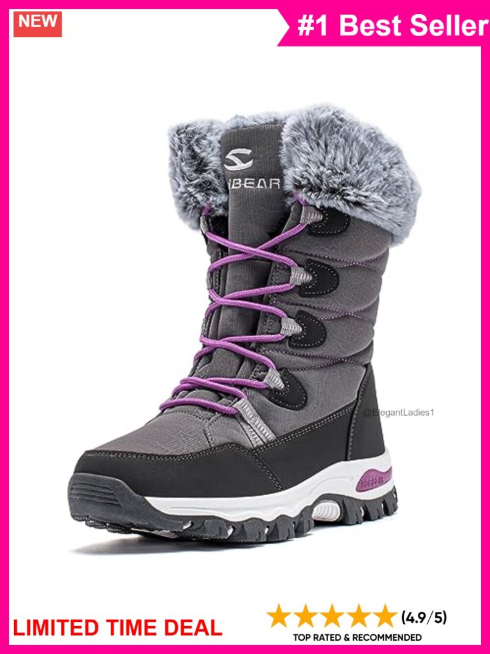 Waterproof Mid-Calf Snow Boots Faux Fur Lined